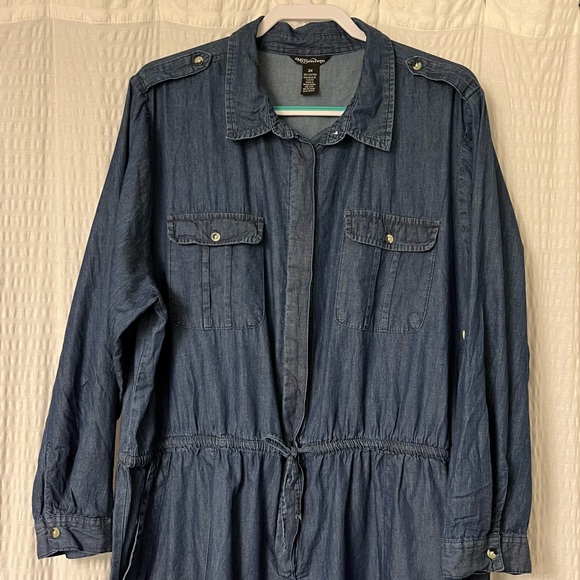 Millenium Denim Romper Adjustable Sleeve length Drawstring Waist Women’s Size 3x - Picture 2 of 7